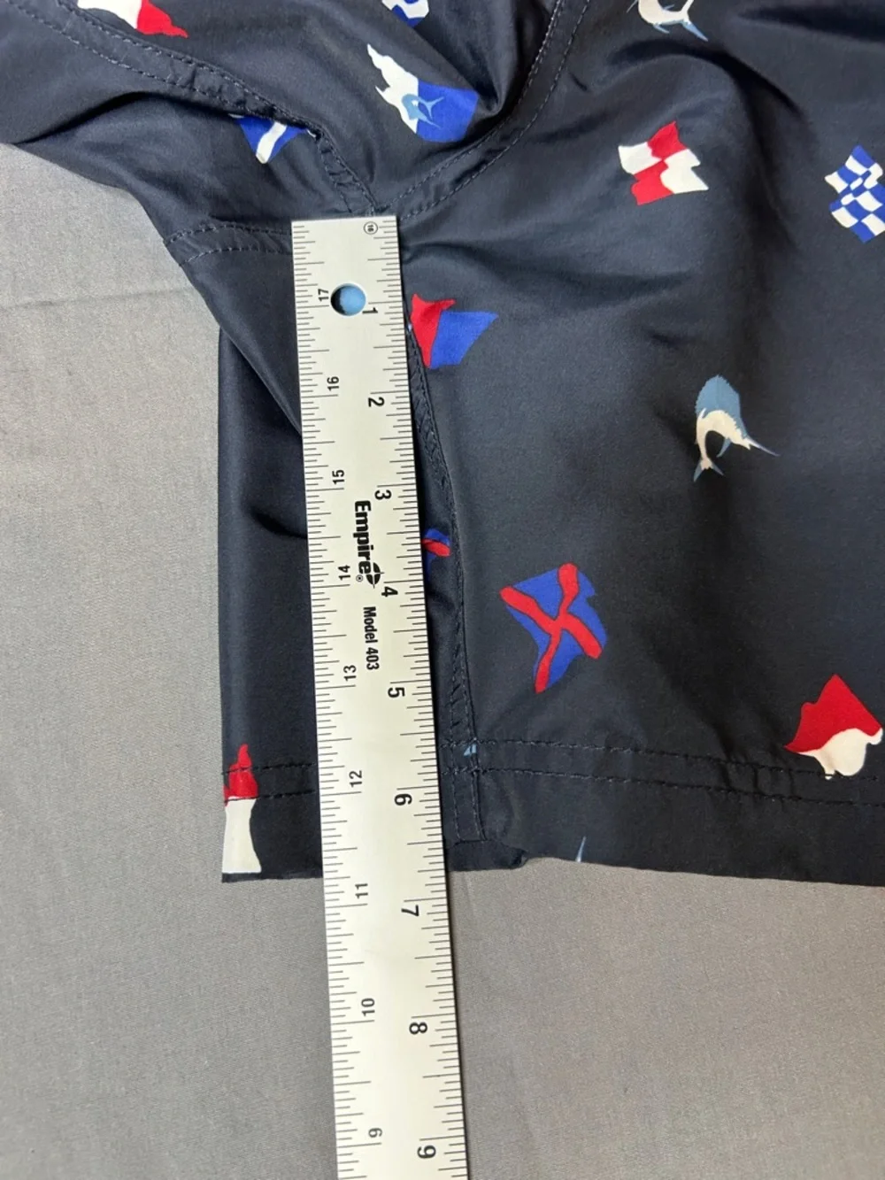 Nautica Navy‎ Swim Trunks with Red, Blue & White Nautical Print
